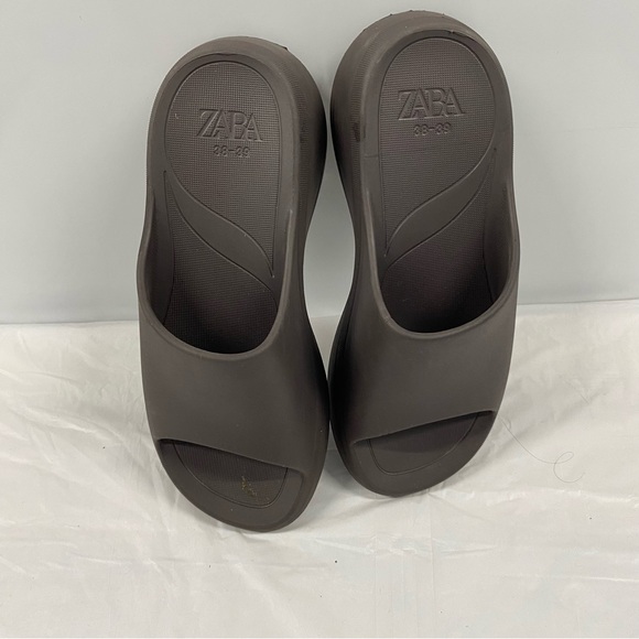 Zara Slides Sandals Womens 38-39 (7) black slippers shoes - Picture 3 of 6